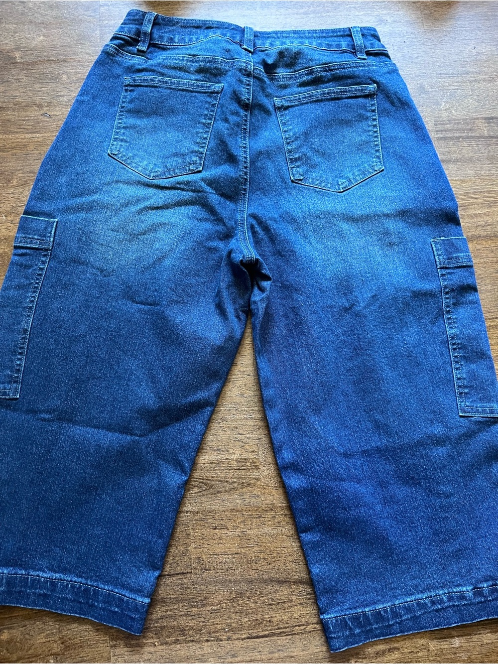 NWT Flamingals Wash Pocket Side Mid Waist Barrel Leg Capri Jeans Without Belt - Picture 7 of 9